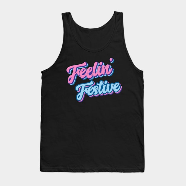 Feeling Festive Retro Christmas Pajama Happiness Feelin' Tank Top by alcoshirts